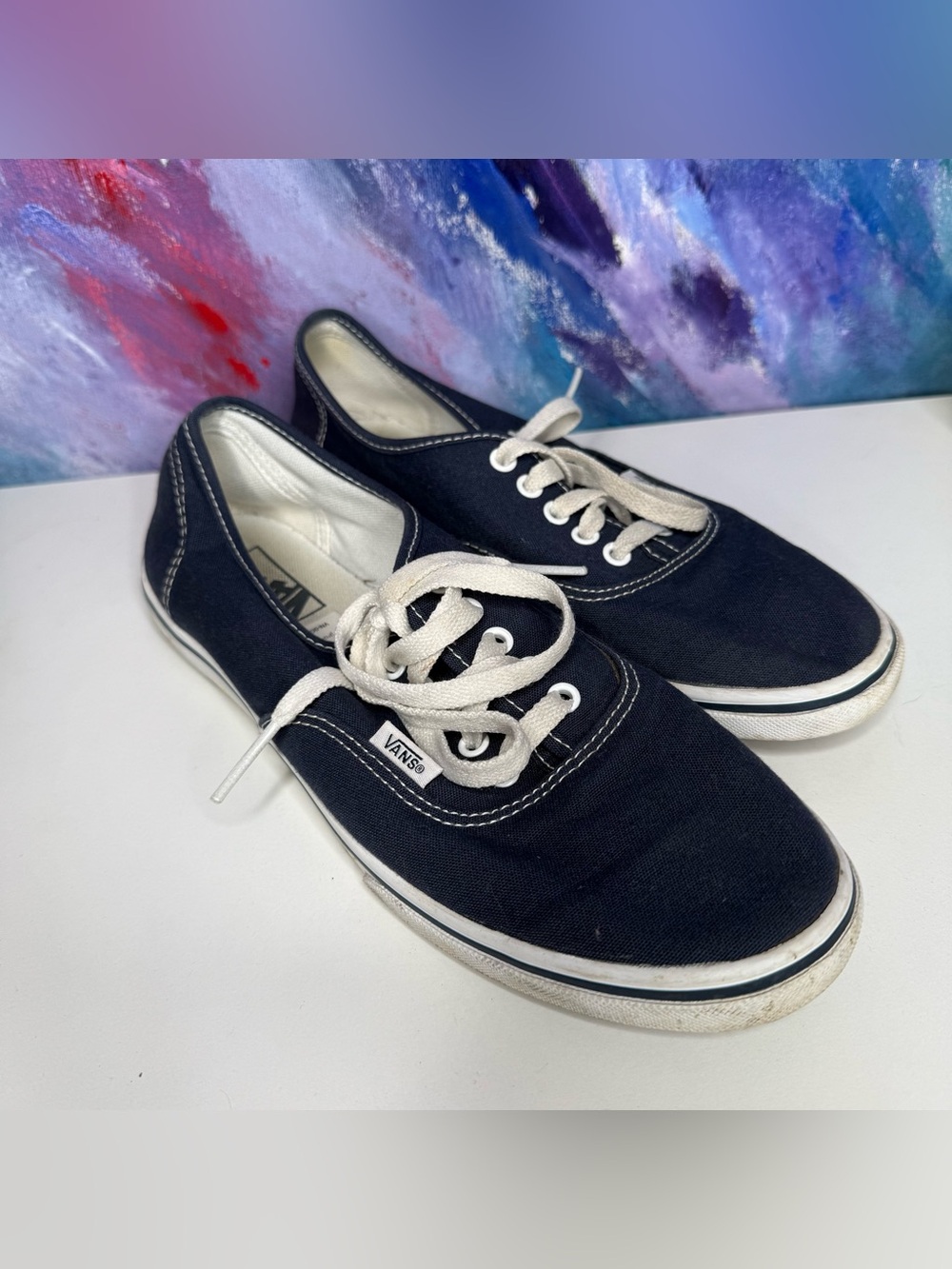 Vans Lo Pro Navy Blue & White Sneakers Tennis Shoes 7 Men 8.5 Women Unisex